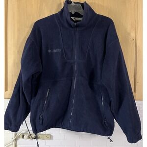 Columbia Men's Dark Blue Full Zip Mock Neck Soft Fleece Jacket Size Lg